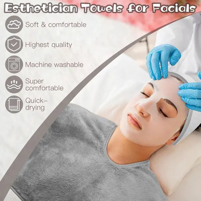 Alt view image 4 of 7 - 18PCS U-Shaped Microfiber Facial Towels for Estheticians,Ultra-Soft & Absorbent Spa Towels and Facial Spa Headband for Massage, Facial Steam & Skincare (Gray)