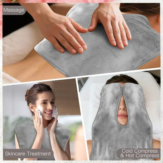 Alt view image 6 of 7 - 18PCS U-Shaped Microfiber Facial Towels for Estheticians,Ultra-Soft & Absorbent Spa Towels and Facial Spa Headband for Massage, Facial Steam & Skincare (Gray)