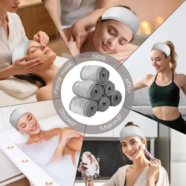 Alt view image 7 of 7 - 18PCS U-Shaped Microfiber Facial Towels for Estheticians,Ultra-Soft & Absorbent Spa Towels and Facial Spa Headband for Massage, Facial Steam & Skincare (Gray)