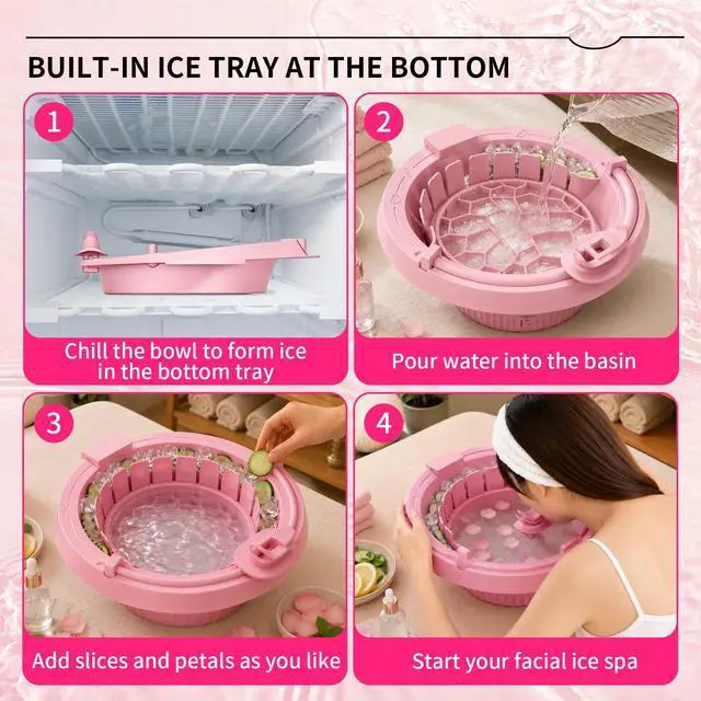 Alt view image 5 of 7 - Breathable Face Ice Bath Bowl with Ice & Skincare Separation Design (Pink)