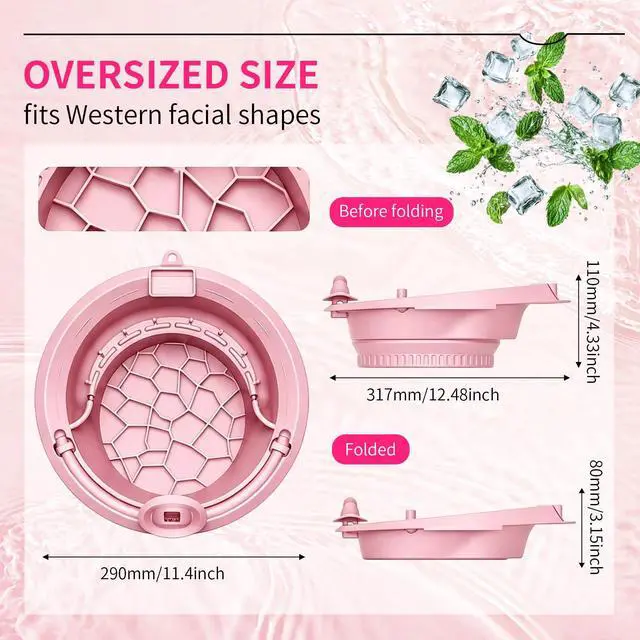 Alt view image 2 of 7 - Breathable Face Ice Bath Bowl with Ice & Skincare Separation Design (Pink)