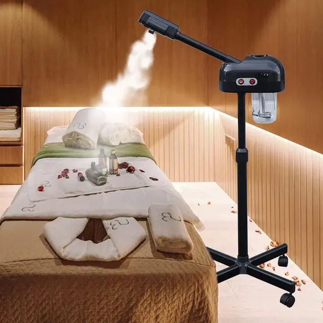 Alt view image 5 of 7 - Face Steamer for Facial Deep Cleaning Professional, Stand Facial Steamer with Hot Mist and 360° Rotatable Nozzle, Facial Steamers Home Facial Spa, Steamer Esthetician for Salon, Spa, Black