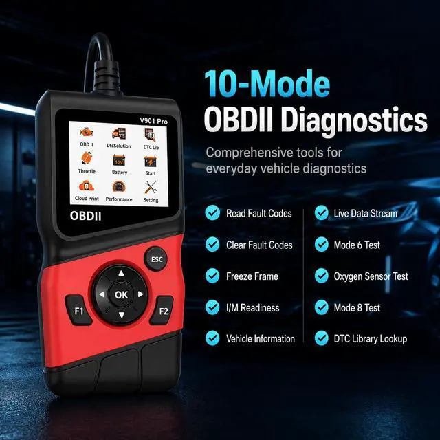 Alt view image 3 of 7 - 2-in-1 OBD2 Scanner with 12V Battery Tester Car Repair Diagnostic Tool