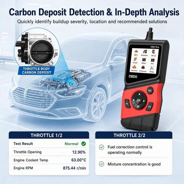 Alt view image 4 of 7 - 2-in-1 OBD2 Scanner with 12V Battery Tester Car Repair Diagnostic Tool