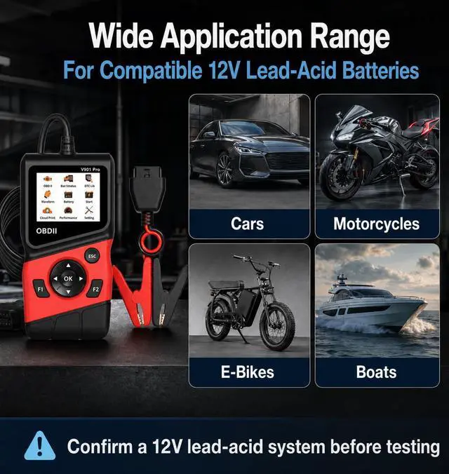 Alt view image 6 of 7 - 2-in-1 OBD2 Scanner with 12V Battery Tester Car Repair Diagnostic Tool