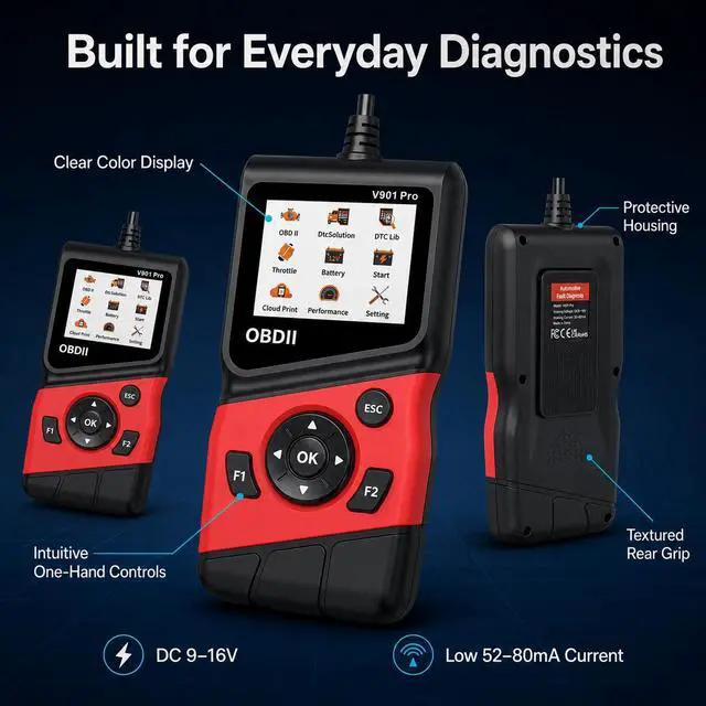 Alt view image 7 of 7 - 2-in-1 OBD2 Scanner with 12V Battery Tester Car Repair Diagnostic Tool