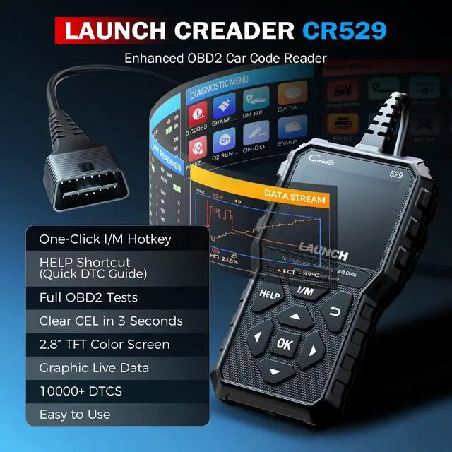 Alt view image 2 of 7 - CR529 OBD2 Diagnostic Scan Tool Code Reader for Car After 1996