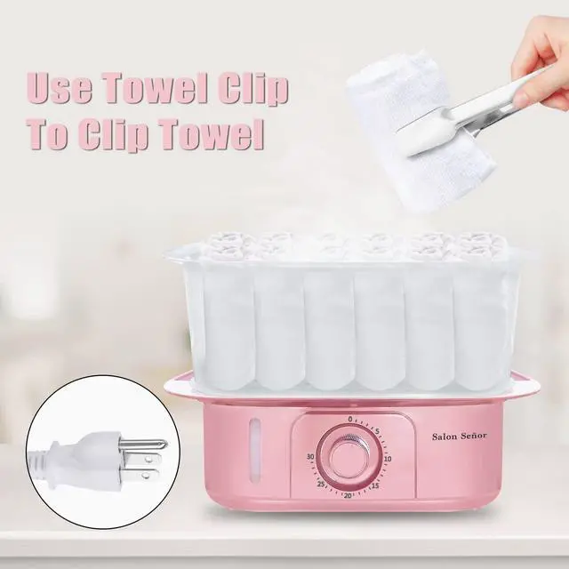 Alt view image 2 of 7 - Pink Towel Steamer with Quickly Heating in 5 Mins Auto Off Timer Spa Towel Steamer for Personal Use at Home
