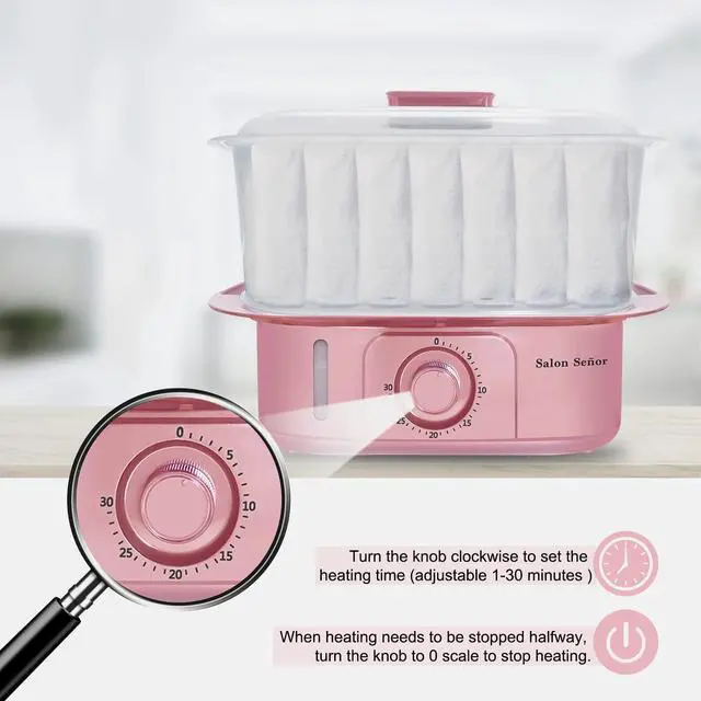 Alt view image 6 of 7 - Pink Towel Steamer with Quickly Heating in 5 Mins Auto Off Timer Spa Towel Steamer for Personal Use at Home