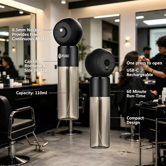 Alt view image 3 of 7 - Cordless Mini Nano Mister, Handheld Portable Facial Mist Sprayer,Type-C Rechargeable for Barbers, Salon, Home Use,120ML Visual Water Tank