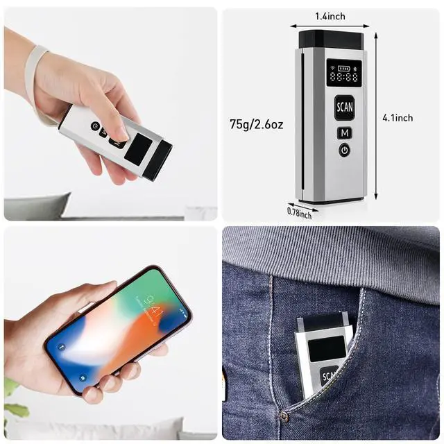 Alt view image 7 of 7 - Barcode Scanner Bluetooth, 1D 2D Portable Wireless Barcode Reader 3 in 1 Wired & Bluetooth & 2.4G Wireless Connection Bar Code Scanners with TFT Screen Work for iOS, Windows, Android