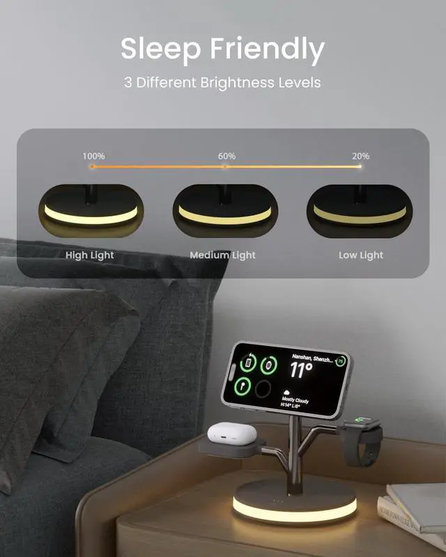 Alt view image 4 of 7 - Wireless Charger, 3 in 1 Magnetic Charging Station for Apple Device