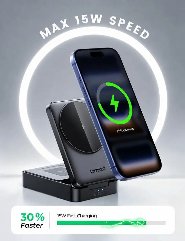 Alt view image 2 of 7 - 3-in-1 Foldable Charging Station for Apple MagSafe