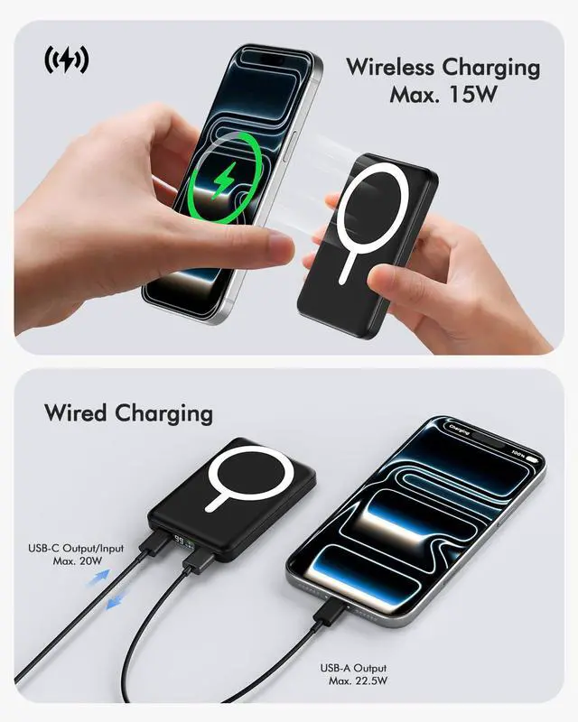 Alt view image 3 of 7 - for Magsafe Power Bank, 10000mAh Slim Magnetic Portable Charger