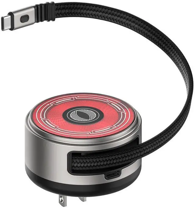 Main image of Qi2 Wireless Charger, 65W GaN Charger with Retractable Cable, Silver