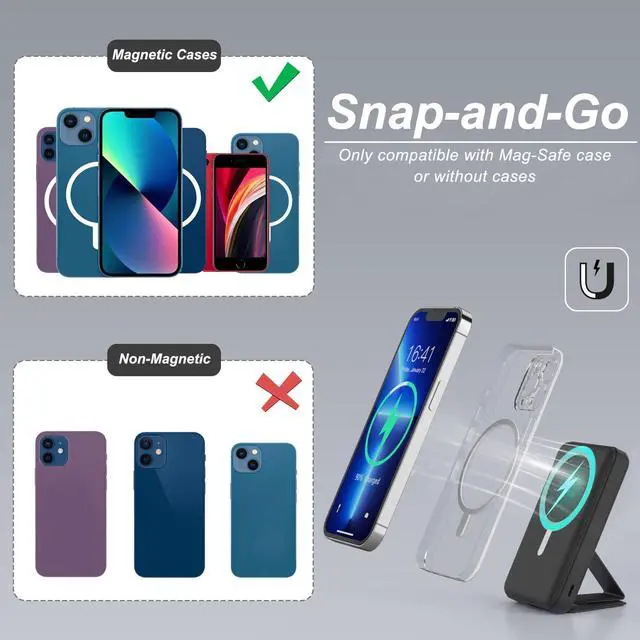 Alt view image 5 of 6 - for Magsafe Power Bank, 10000mAh Foldable Wireless Portable Charger with LED Display, 3 in 1 Magnetic Battery Pack with 22.5W Fast Charging for iPhone 17/16/15/14/13/12 Pro/Pro Max/Plus/Mini