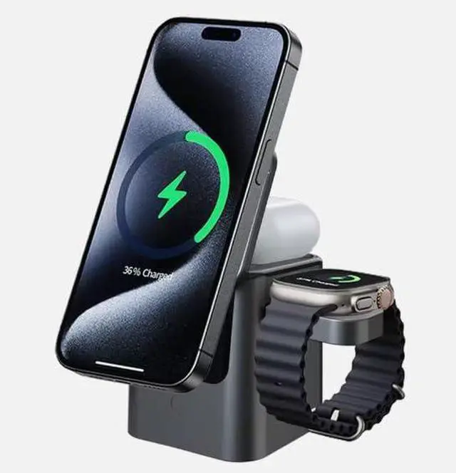 Main image of 3 in 1 Foldable Magnetic Wireless Charger, Electric Charging Station with LED Indicator