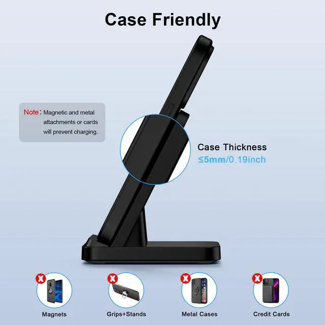 Alt view image 6 of 7 - Wireless Charger Stand for Moto G Stylus 5G 2025/2024,Moto Edge/Razr 2025,Moto G Power 5G 2025/2024,15W Fast Charging Station with QC Adapter for Samsung Galaxy S25 S24FE,iPhone 17 16 15,Pixel 10 Pro