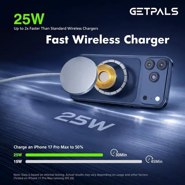 Alt view image 2 of 7 - 25W Magnetic Portable Fast Wireless Charging Pad for Apple iPhone Series