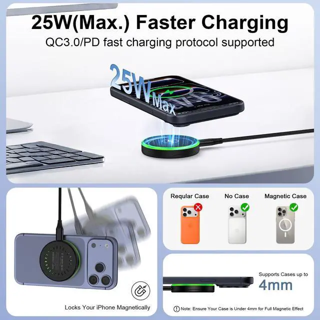 Alt view image 4 of 7 - 25W MagSafe Charger Samsung S26 Ultra Magnetic Wireless Phone Charger