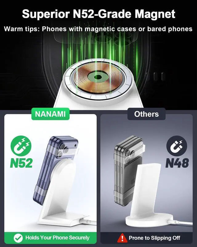 Alt view image 7 of 7 - 25W Wireless Charger Stand for iPhone 17/16/15 with Auto-Dimming LED
