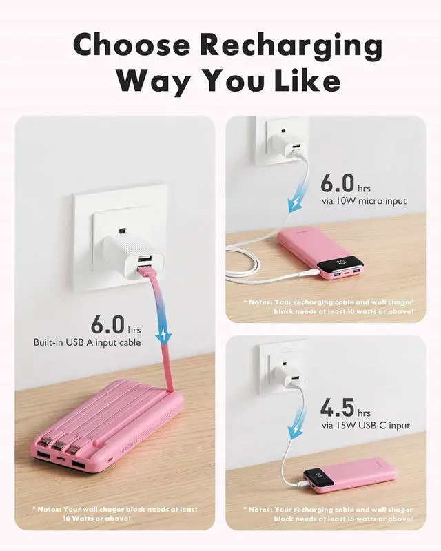 Alt view image 4 of 7 - Portable Charger with Built-in Cables X 4, Portable Phone Charger