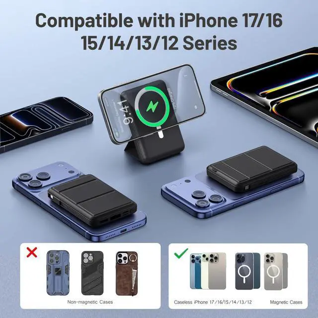 Alt view image 2 of 7 - for MagSafe Portable Charger, 10000mAh Magnetic Power Bank
