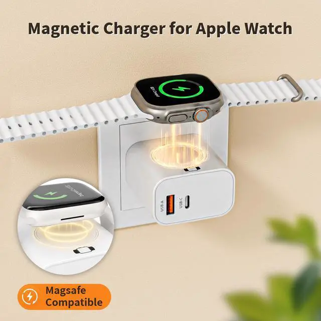 Alt view image 3 of 4 - 3-in-1 Charging Blocks for Apple Watch,23W Dual Port Compact Charger Block