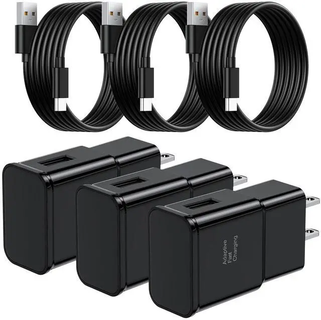 Main image of Samsung Charger, 3 Pack Type C Charger Fast Charging, Android Phone Wall Plug with 6FT Cable, USB C Charger Block for Samsung Galaxy S8/S9/S10 Plus Active S10e/S20/S21 Series, Note 8/9, A51/A52/A5