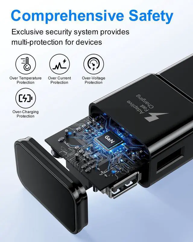 Alt view image 3 of 7 - Samsung Charger, 3 Pack Type C Charger Fast Charging, Android Phone Wall Plug with 6FT Cable, USB C Charger Block for Samsung Galaxy S8/S9/S10 Plus Active S10e/S20/S21 Series, Note 8/9, A51/A52/A5