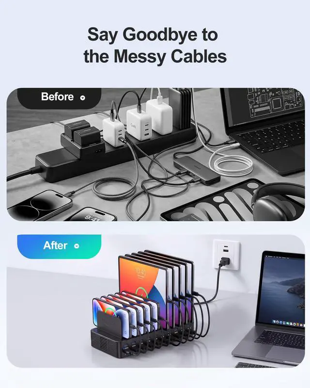 Alt view image 4 of 7 - 20-Port 270W Charging Station for Multiple Devices with 10 Charging Cables