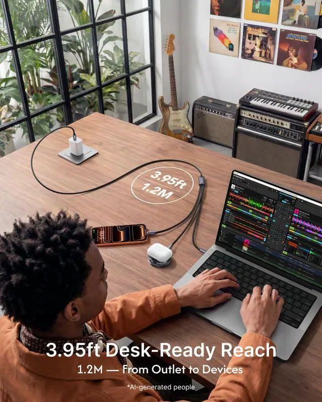 Alt view image 4 of 7 - 5-in-1 Charging Cable with Magnetic Wireless Charger