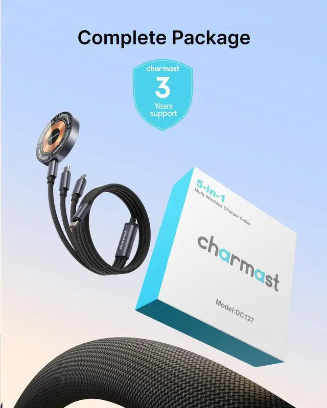 Alt view image 7 of 7 - 5-in-1 Charging Cable with Magnetic Wireless Charger
