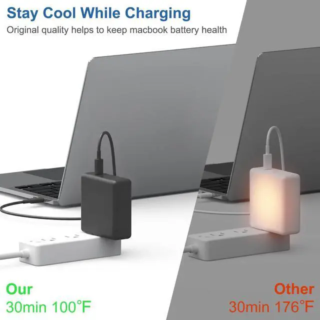 Alt view image 3 of 7 - 10FT Mac Book Pro Air Charger, Long Type C Charging Cable with 96W 87W 61W USB Type C(USB-C) Fast Power Adapter, Compatible with MacBook Air Pro and All USB-C Devices, Black