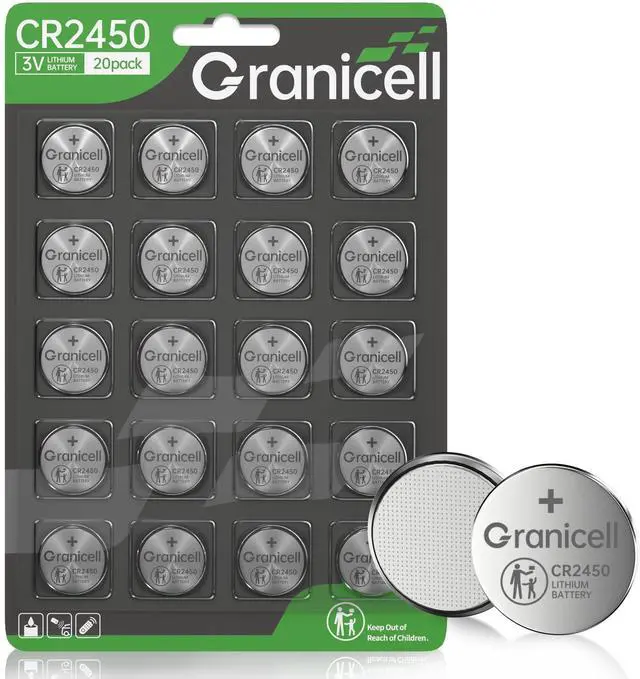 Main image of CR2450 Battery Lithium 3V Coin Battery Long Lasting, Suitable for Key Fobs, Remote Control, Alarm Clock and More(CR2450-20)