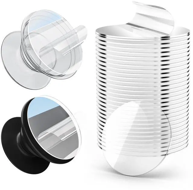 Main image of 30 Pack Super Sticky Adhesive, Clear Invisible Adhesive Replacement for Pop Socket Base, 1.4 Inch Non-Damaging Double Sided Tapes for Phone Collapsible Grip & Stand Back