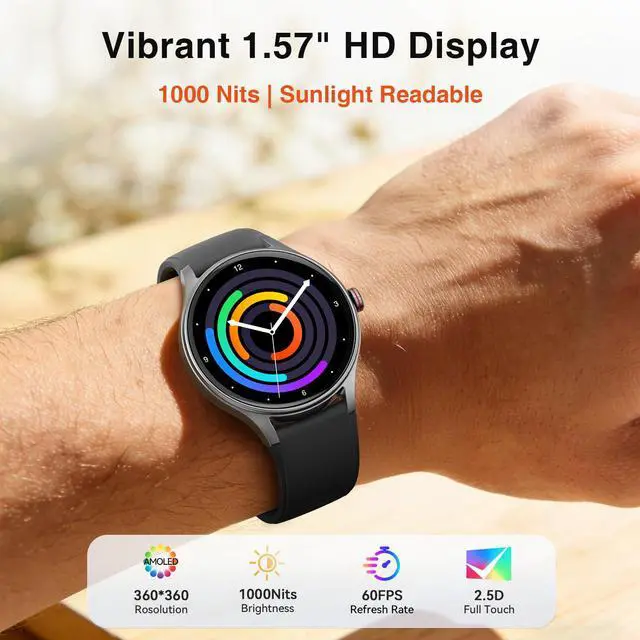 Alt view image 2 of 7 - Smart Watch for Men Android & iPhone (2 Bands Jet Black)