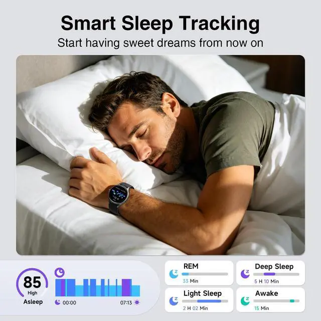 Alt view image 6 of 7 - Smart Watch for Men Android & iPhone (2 Bands Jet Black)