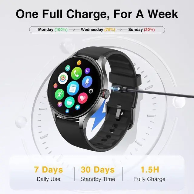 Alt view image 7 of 7 - Smart Watch for Men Android & iPhone (2 Bands Jet Black)