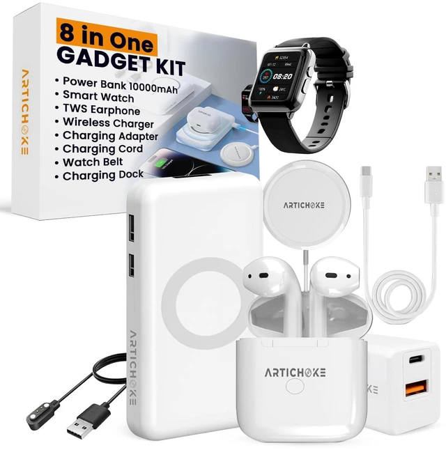 Main image of 6 in 1 Accessories Gift Set Power Bank 5000 Smart Watch TWS Earphones Accessories Birthday Gifts Boyfriend Tech Gadgets Regalos para Hombre Travel Men Women Him Her