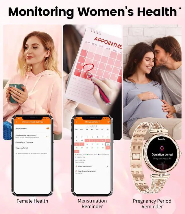 Alt view image 5 of 7 - Smart Watches for Women (Answer/Make Call) with Diamonds1.19 Smartwatch with Heart Rate/SpO2/Sleep Monitor,IP68 Waterproof Fitness Tracker 111 Sport Modes Pedometer for Android iOS,Gold