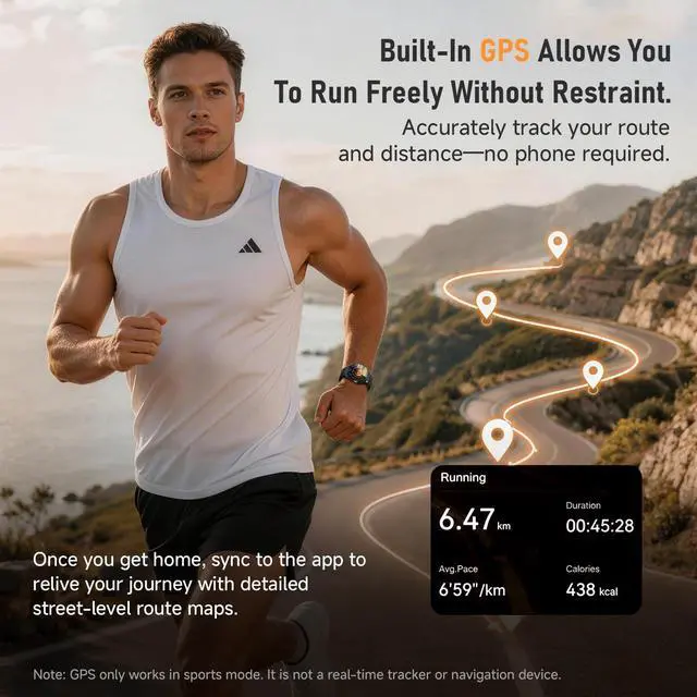 Alt view image 2 of 7 - Smart Watch for Men Women Android/iOS - 1.39" HD GPS Fitness Tracker