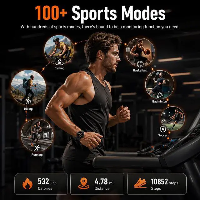 Alt view image 6 of 7 - Smart Watch for Men Women Android/iOS - 1.39" HD GPS Fitness Tracker