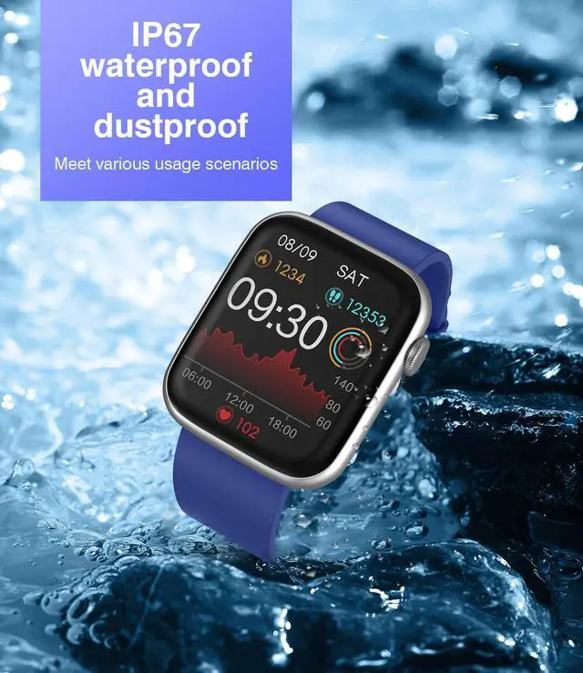 Alt view image 7 of 7 - Smart Watches for Men Women Blood Pressure, 1.9'' HD Full Touch Screen Fitness Tracker, IP67 Waterproof Smartwatch with Heart Rate, Blood Oxygen for Android and iPhone