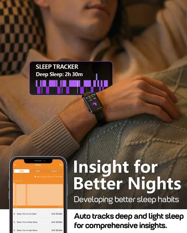 Alt view image 3 of 7 - Health Fitness Tracker, 24/7 Heart Rate Monitor with Blood Pressure, Blood Oxygen, Sleep Tracking, IP68 Waterproof Activity Trackers with Step Counter, Compatible with iOS Android