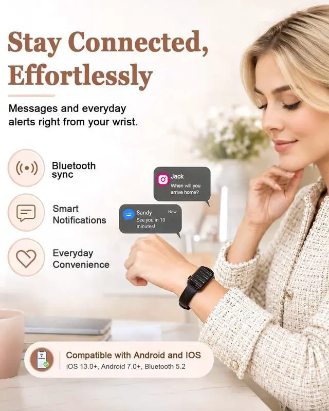 Alt view image 6 of 7 - Health Fitness Tracker, 24/7 Heart Rate Monitor with Blood Pressure, Blood Oxygen, Sleep Tracking, IP68 Waterproof Activity Trackers with Step Counter, Compatible with iOS Android