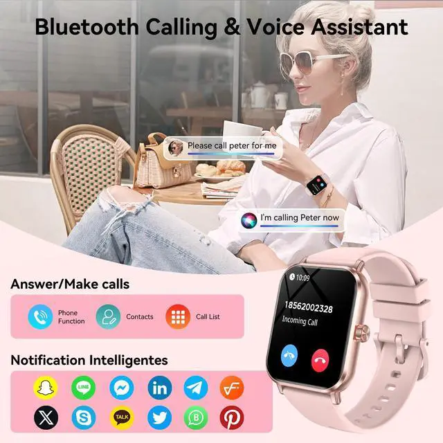 Alt view image 4 of 7 - Smart Watch for Men Women, 1.83" HD Touch Screen Smartwatch with Bluetooth Call, 5 ATM Waterproof, 130+ Sport Modes Fitness Tracker Heart Rate Sleep Monitor Pedometer, Compatible with Android iPhone