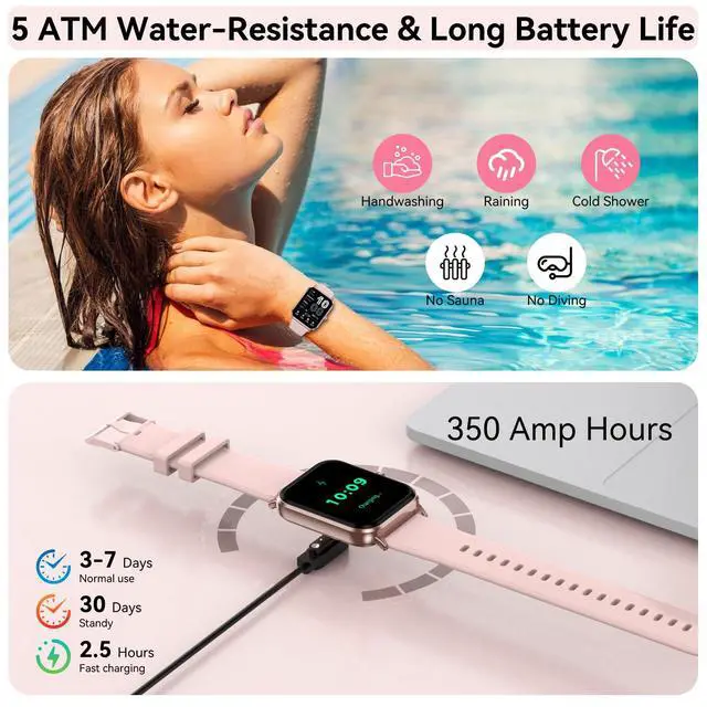 Alt view image 6 of 7 - Smart Watch for Men Women, 1.83" HD Touch Screen Smartwatch with Bluetooth Call, 5 ATM Waterproof, 130+ Sport Modes Fitness Tracker Heart Rate Sleep Monitor Pedometer, Compatible with Android iPhone