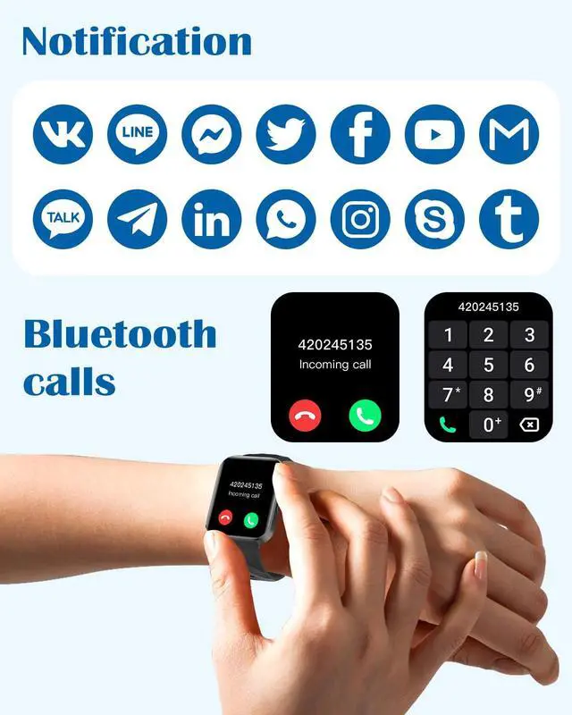 Alt view image 2 of 7 - Smart Watches for Men Women, Bluetooth Calls, Fitness Tracker Black