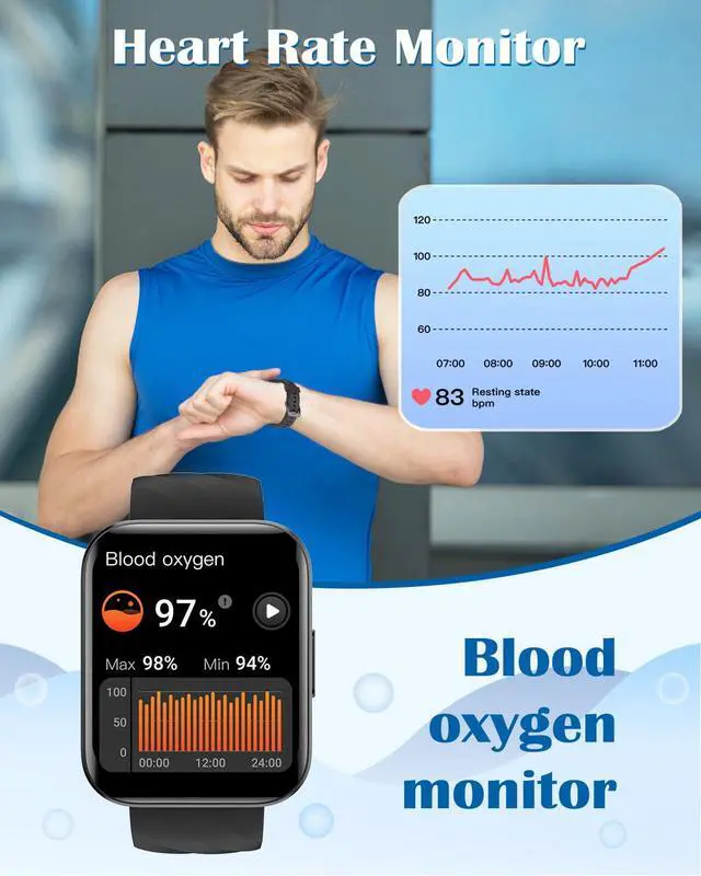 Alt view image 4 of 7 - Smart Watches for Men Women, Bluetooth Calls, Fitness Tracker Black